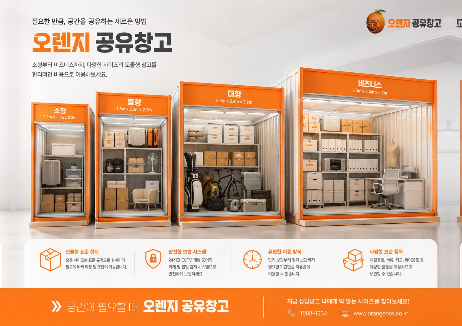 소형·중형·대형·비즈니스 유닛 크기 안내
